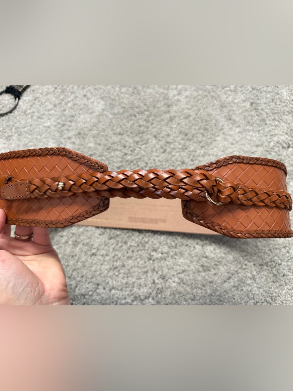 Anthropologie Woven Leather Braided belt  in Tan adjustable closure